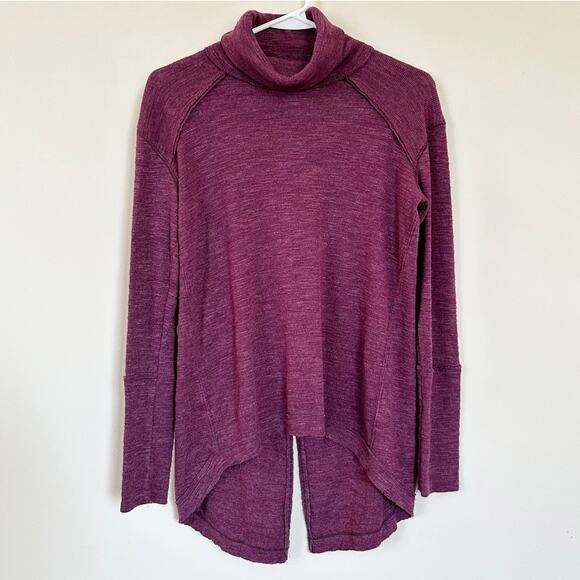 We The Free Tops - We the Free Split Back Turtleneck Long Raglan Sleeve High Low Hem Purple XS
